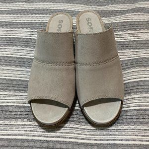 Sorel Gray Suede Wedge Sandals
